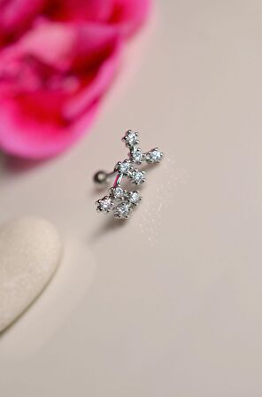 Yay Burcu Küpe Takımyıldızı Yıldızlı Piercing Helix Gümüş Renk