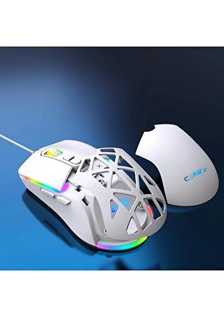 Claw's Nexus X1 12800 Dpi Makro Yazılımlı & Değiştirilebilir Kapaklı RGB Gaming Mouse - Beyaz