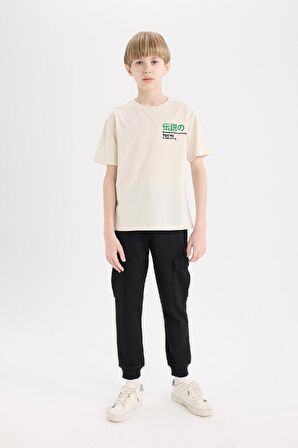 DeFacto Erkek Çocuk Bisiklet Yaka Sırt Baskılı Kısa Kollu Tişört E0100A825SMBG772