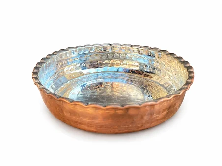 Copper Empire 6'lı Bakır Sunum Tabağı 11 cm Kulpsuz El Dövmesi İçi Dışı Kalaylı Saf Bakır Mini Sahan Seti