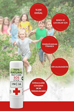 INCIA %100 Doğal Sos Stick Anlık Yatıştırıcı Organik Yalancı İğde Hızlı Koruma Bitkisel 6 gr