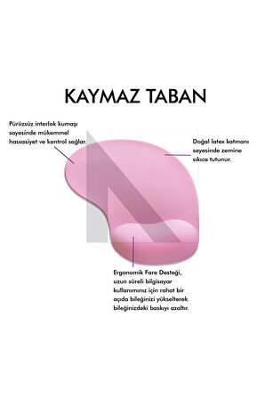 MP01 - Pembe Elips Bilek Destekli Mouse Pad | Konforlu, Kaymaz Taban, Ergonomik, Yumuşak, Ev,Ofis