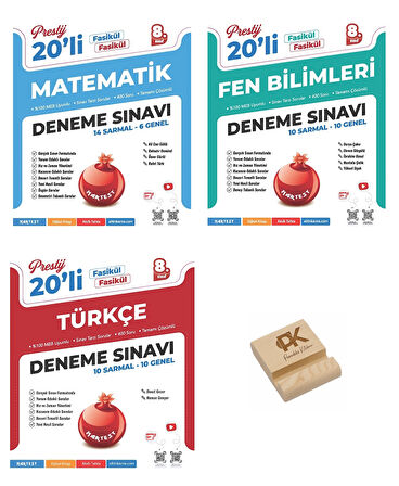 Nartest LGS 8. Sınıf Prestij 20li Matematik Fen ve Türkçe Denemeleri + Telefon Standı