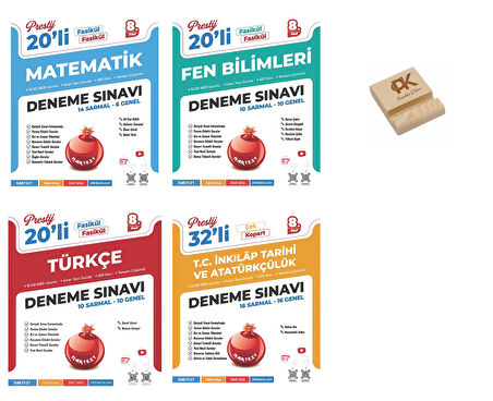 Nartest LGS 8. Sınıf Prestij Matematik Fen Türkçe ve İnkılap 4lü Deneme Seti ve Telefon Standı