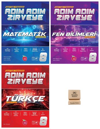 Newton LGS 8. Sınıf Adım Adım Zirveye Matematik Fen ve Türkçe Fasikülleri 3lü Set + Telefon Standı