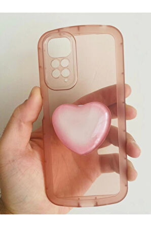 Xiaomi Redmi Note 11S Kamera Korumalı Popsocketli Pembe Kılıf