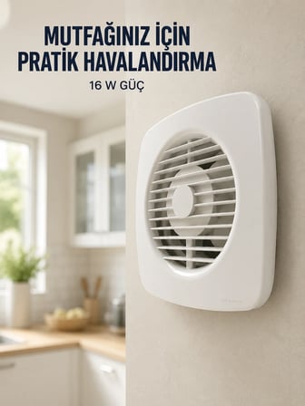 120 mm Havalandırma Fanı 180 m³/h Dekoratif Duvar ve Tavan Tipi Aspiratör