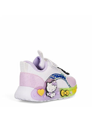 Günlük Kız Çocuk Spor Ayakkabı Hello Kitty Simli Süs Detay Işıklı Taban Lastik Bağcık Sneaker 120