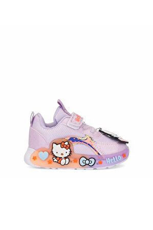 Günlük Kız Çocuk Spor Ayakkabı Hello Kitty Simli Süs Detay Işıklı Taban Lastik Bağcık Sneaker 120