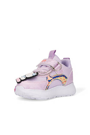 Günlük Kız Çocuk Spor Ayakkabı Hello Kitty Simli Süs Detay Işıklı Taban Lastik Bağcık Sneaker 120
