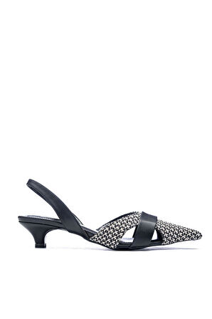 120 Kadın Hasır Örgülü Arkası Açık Sivri Burun Topuklu Ayakkabı