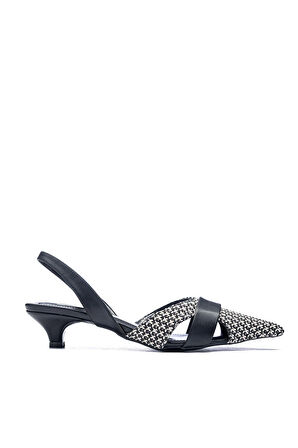 120 Kadın Hasır Örgülü Arkası Açık Sivri Burun Topuklu Ayakkabı