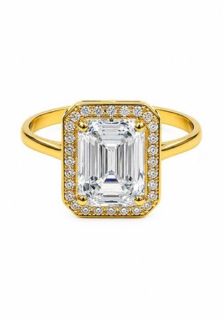 8 Ayar Altın Royal Kare Çerçeveli Baget Taşlı Yüzük