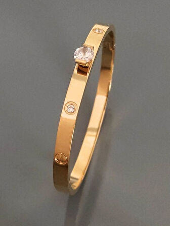 GOLD CARTİER ZİRKON TAŞ ÇELİK KELEPÇE BİLEKLİK-KEZTÇBİ73