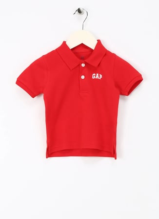 Gap Düz Kırmızı Bebek Polo T-Shirt 572587-B