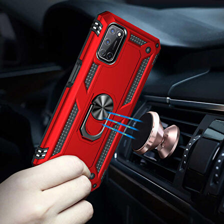 Gpack Oppo A92 Kılıf Vega Tank Standlı Yüzüklü Mıknatıslı