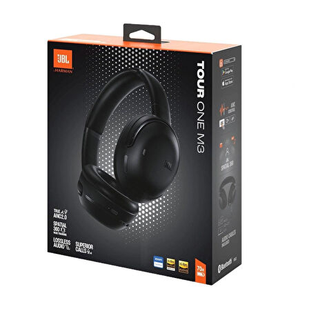 JBL Tour One M3 Kablosuz Kulak üstü Kulaklık, True ANC 2.0 JBL Spatial 360 Ses Kafa Takipli, Siyah