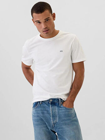 GAP 502022001 V-Frch Everyday Soft Micro Logo Crew Erkek Tişört