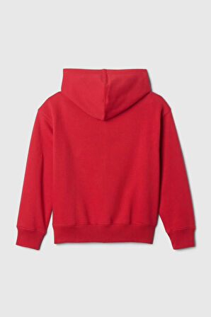 Logo Erkek Çocuk Fermuarlı Kırmızı Sweatshirt