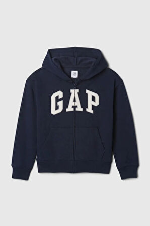 Logo Relaxed Erkek Çocuk Fermuarlı Lacivert Sweatshirt