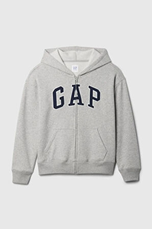 Relaxed Logo Fermuarlı Erkek Çocuk Gri Sweatshirt