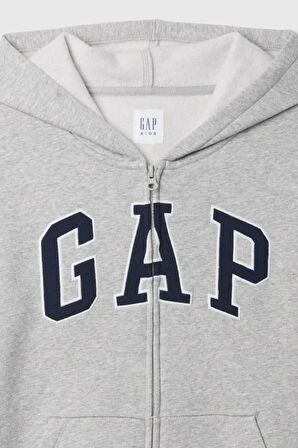 Relaxed Logo Fermuarlı Erkek Çocuk Gri Sweatshirt