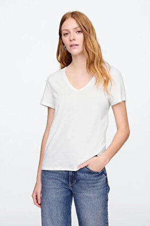 Gap V-SS Fav V Solid Kadın Tişört