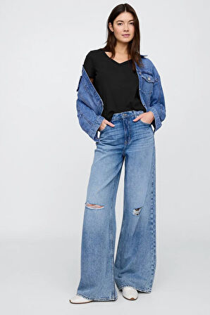 Gap V-SS Fav V Solid Kadın Tişört