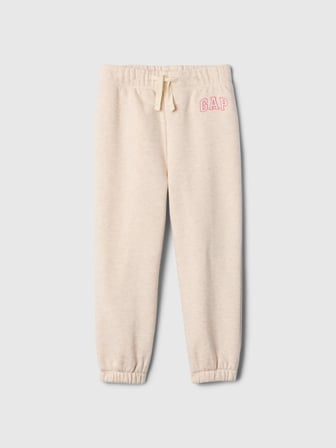 GAP Bej Kız Bebek Logo Kalp Desenli Pull-On Jogger Fleece Eşofman Altı