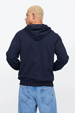 Logo Kapüşonlu Lacivert Erkek Sweatshirt