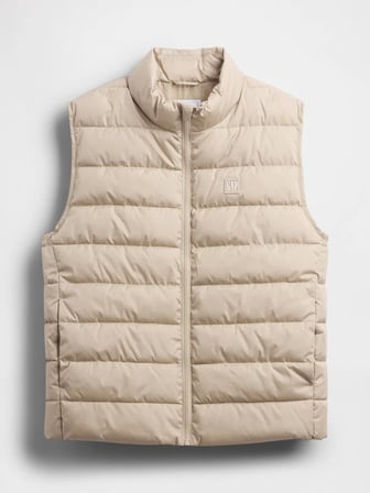 GAP V-FRCH LOGO LTWT PUFFER VEST ERKEK BEJ YELEK 790584002