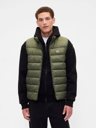GAP V-FRCH LOGO LTWT PUFFER VEST ERKEK YEŞİL YELEK 790584000