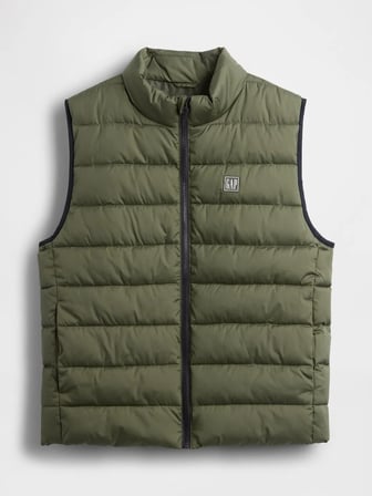 GAP V-FRCH LOGO LTWT PUFFER VEST ERKEK YEŞİL YELEK 790584000