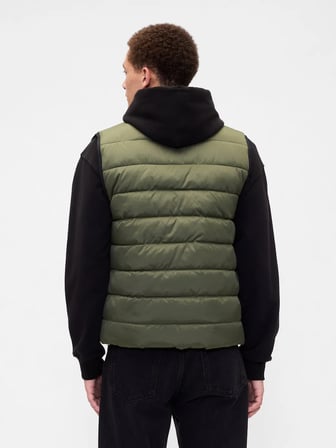 GAP V-FRCH LOGO LTWT PUFFER VEST ERKEK YEŞİL YELEK 790584000