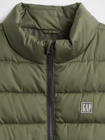 GAP V-FRCH LOGO LTWT PUFFER VEST ERKEK YEŞİL YELEK 790584000
