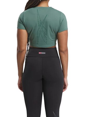 Reebok 100076117 LUX BOLD CROP TEE Yeşil Yuvarlak Yaka Kadın T-Shirt