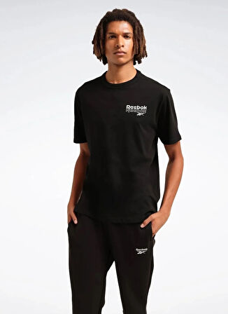Reebok LC 7037 RI BRAND PROUD GFX SS TEE Siyah Yuvarlak Yaka Regular Fit Baskılı Erkek T-Shirt