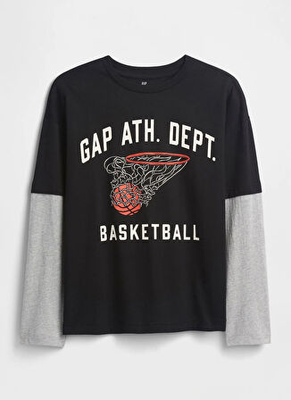Gap Baskılı Siyah Erkek Çocuk T-Shirt 796856002