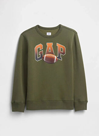 Gap Baskılı Erkek Çocuk Haki Sweatshırt 795118002