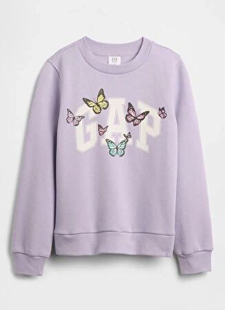Gap Baskılı Kız Çocuk Mor Sweatshırt 721472004
