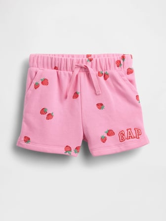 GAP Kız Bebek Logo Pull-On Fransız Havlu Kumaş Şort Koyu Pembe