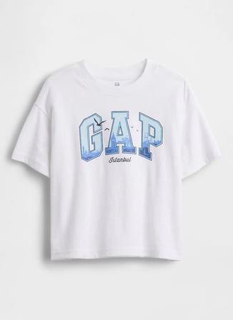 Gap Beyaz Unisex Bebek Baskılı T-Shirt 889978000-A