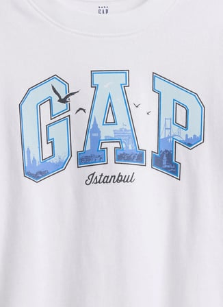 Gap Beyaz Unisex Bebek Baskılı T-Shirt 889978000-A
