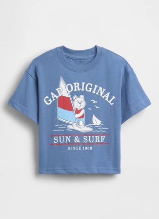 Gap Mavi Unisex Bebek Baskılı T-Shirt 898711001-A