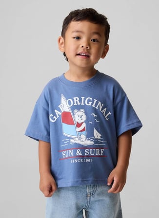 Gap Mavi Unisex Bebek Baskılı T-Shirt 898711001-A