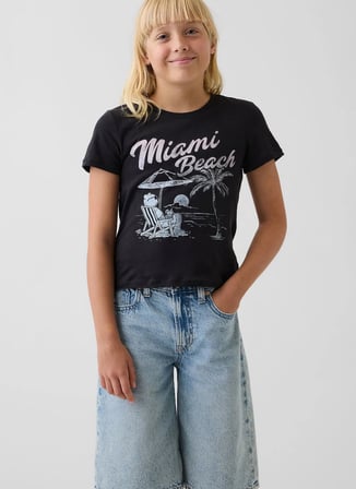 Gap Siyah Kız Çocuk Baskılı T-Shirt 900814004
