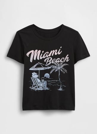 Gap Siyah Kız Çocuk Baskılı T-Shirt 900814004