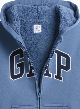 Gap Mavi Erkek Çocuk Kapüşonlu Logo Baskılı Sweatshirt V-OC LOGO SHERPA FZ