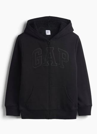 Gap Siyah Erkek Çocuk Kapüşonlu Sweatshirt V-OC LOGO SHERPA FZ