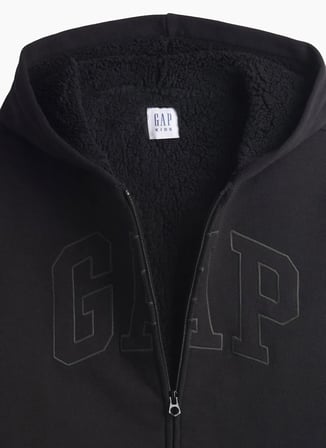 Gap Siyah Erkek Çocuk Kapüşonlu Sweatshirt V-OC LOGO SHERPA FZ